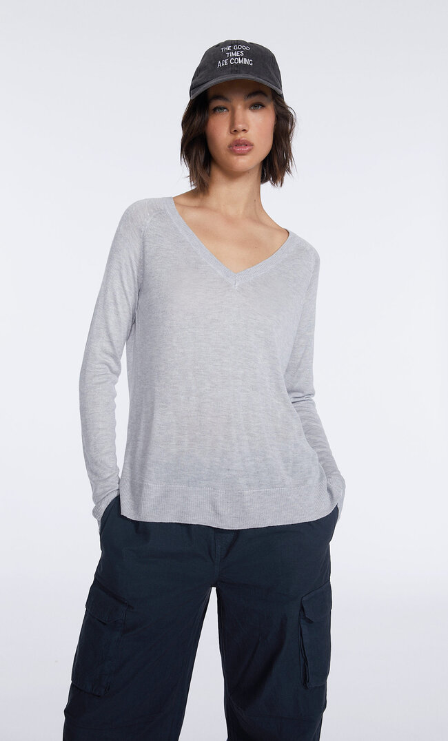 

Stradivarius Pull En Maille Basique Gris Mélangé Xl