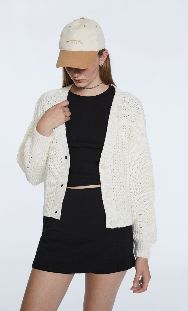 

Stradivarius Cardigan Mit Zopfmuster Vanille L
