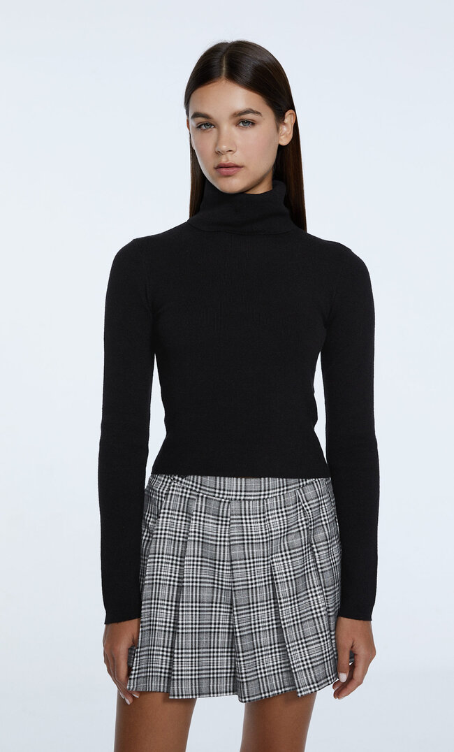 

Stradivarius Cropped-Rollkragenpullover Schwarz L
