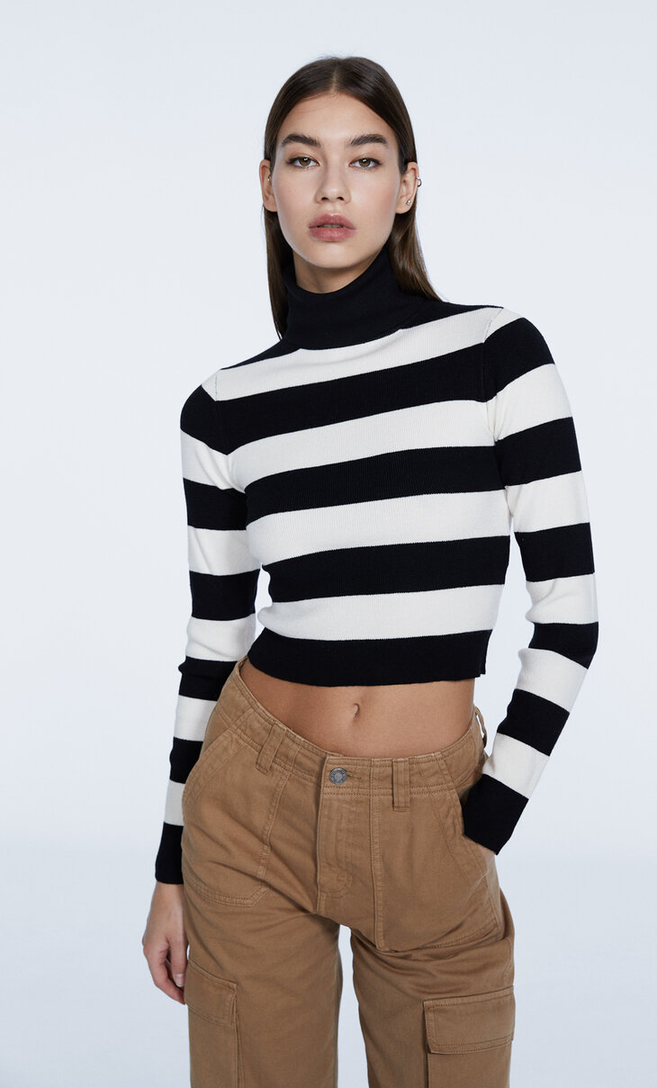 Cropped high neck sweater