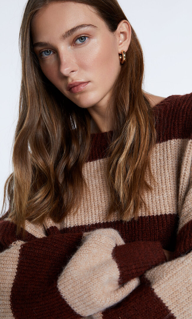 

Stradivarius Oversize-Strickpullover Braun Xs
