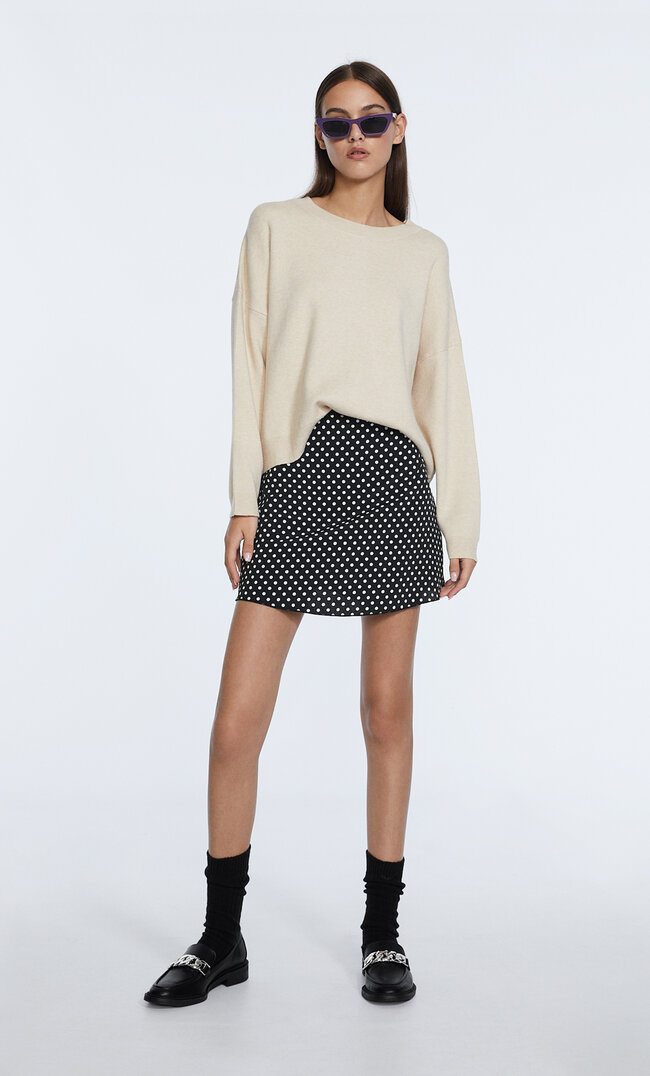 Stradivarius Pull Maille Basique Col Rond Pierre Xs