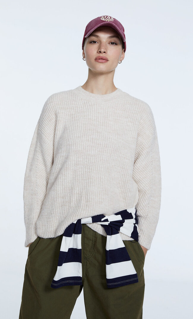 

Stradivarius Filcowany Sweter Z Dzianiny Ecru M