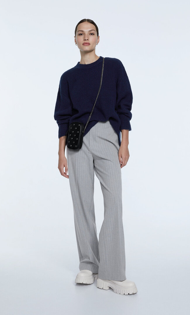 

Stradivarius Filcowany Sweter Z Dzianiny Morski Xl