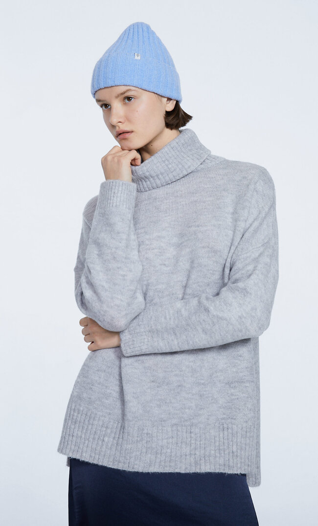 

Stradivarius Sweter Z Golfem I Rozcięciami Popielaty L