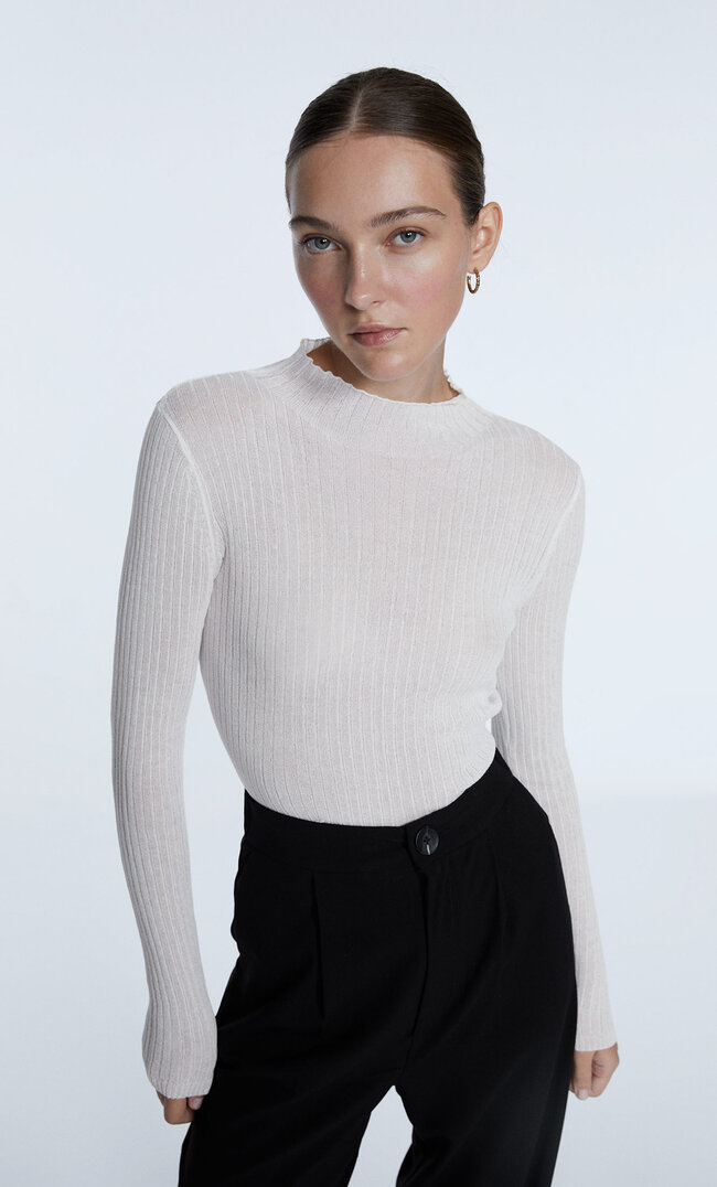 

Stradivarius Pull En Tricot Transparence Écru Xl