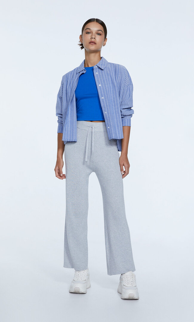 

Stradivarius Strick-Culotte-Hose Grau Melange L