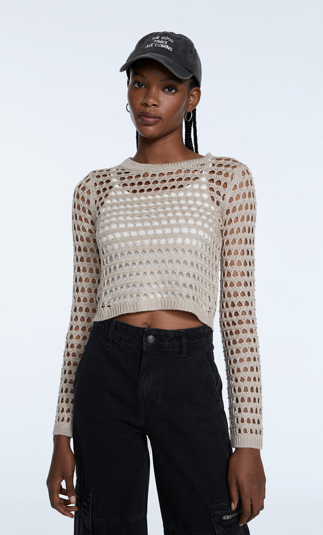 

Stradivarius Pull Maille Résille Pierre Xs