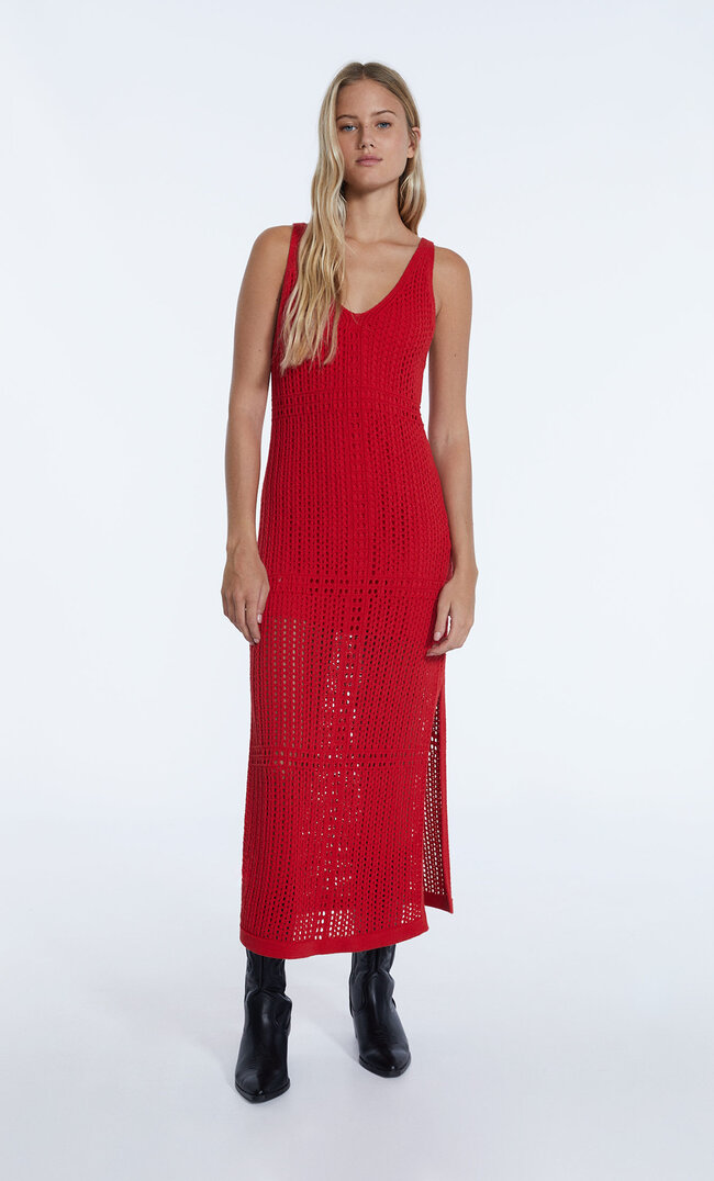 

Stradivarius Häkelkleid Signalrot S