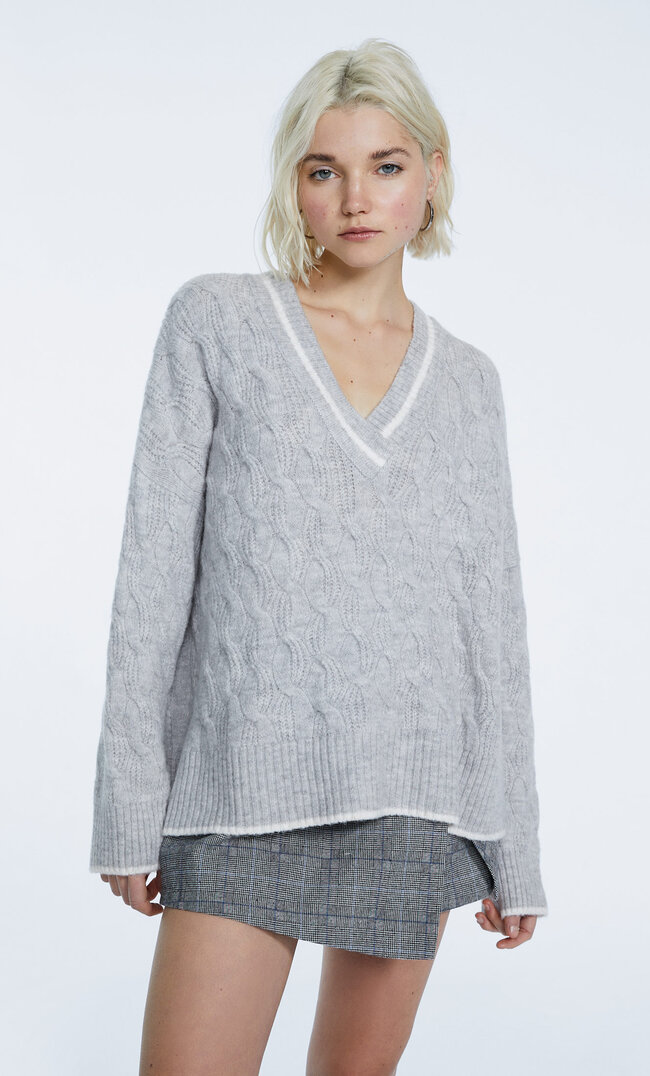 

Stradivarius College-Strickpullover Grau Melange S