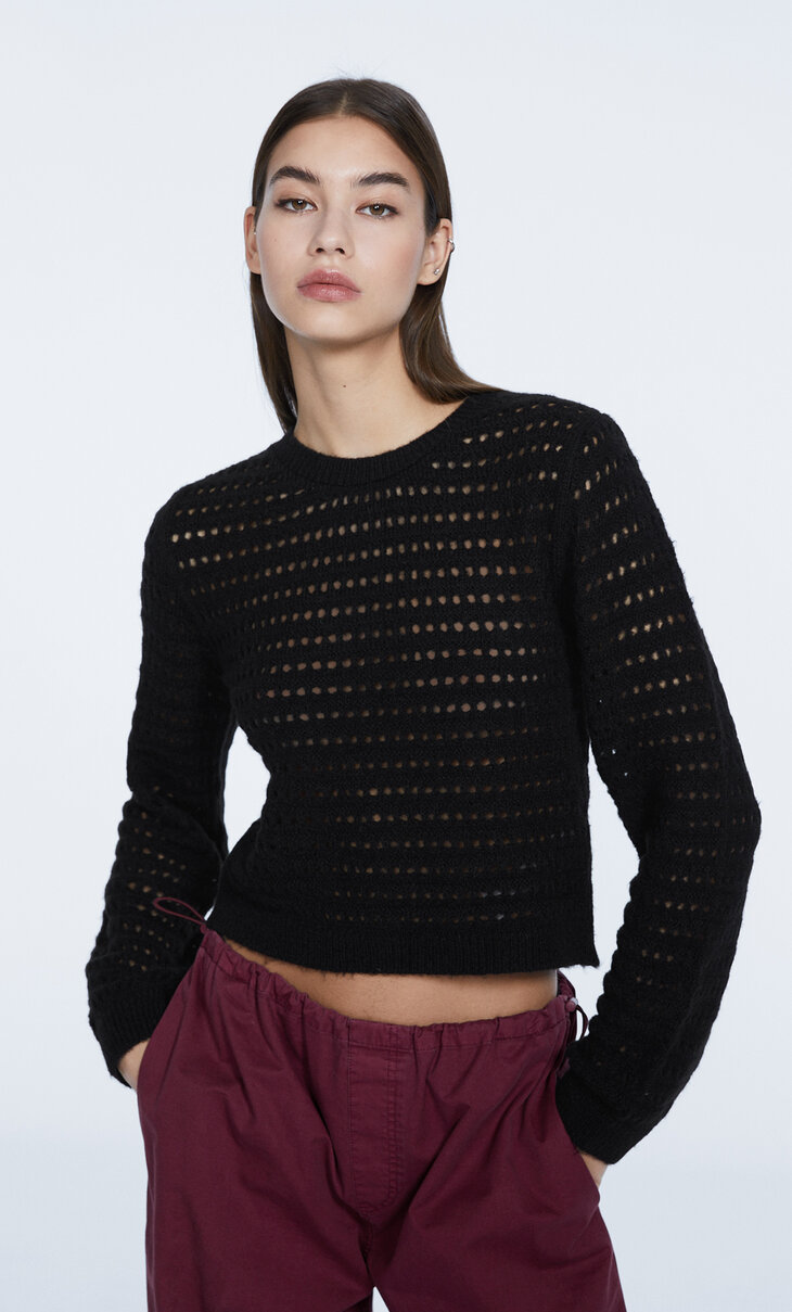Felted mesh sweater