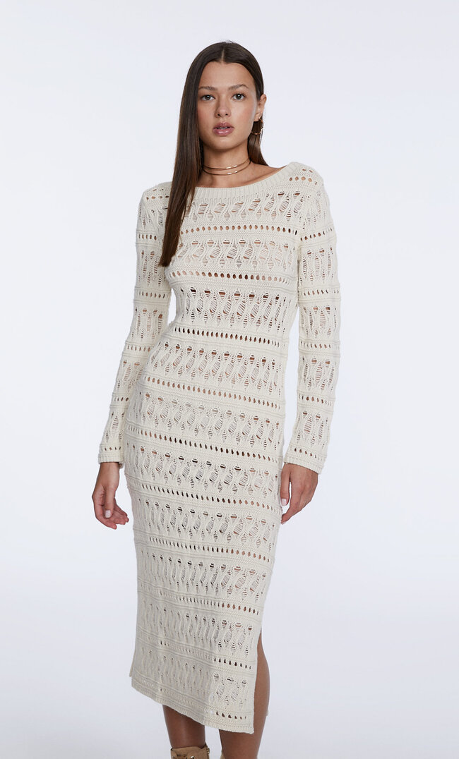 

Stradivarius Locker Gestrickte Tunika Steingrau S