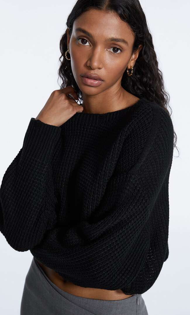 

Stradivarius Pullover Mit Rissen Und Strukturmuster Schwarz S