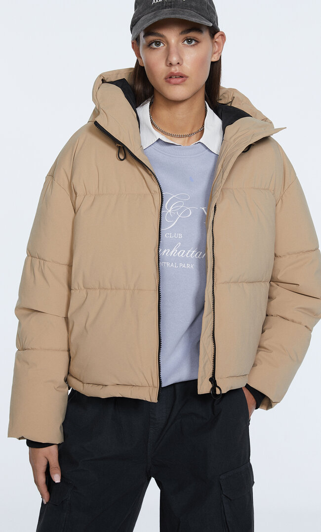 Stradivarius Doudoune À Capuche Brun M