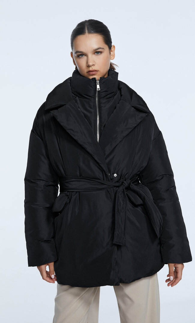

Stradivarius Steppjacke Mit Gürtel Schwarz L