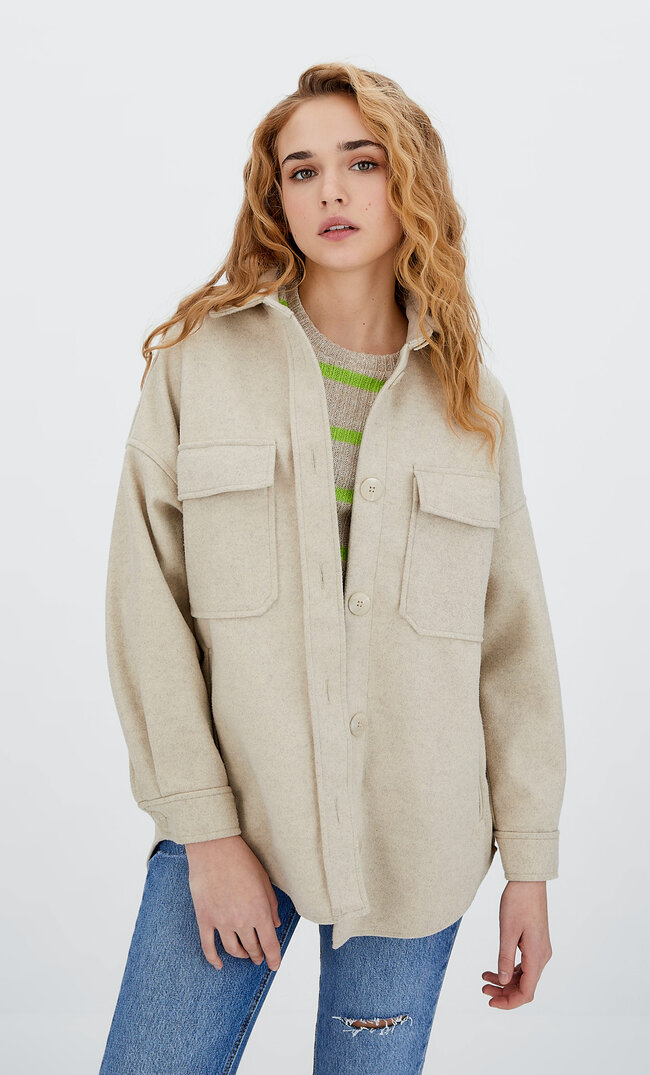 

Stradivarius Surchemise Oversize En Maille Écru M