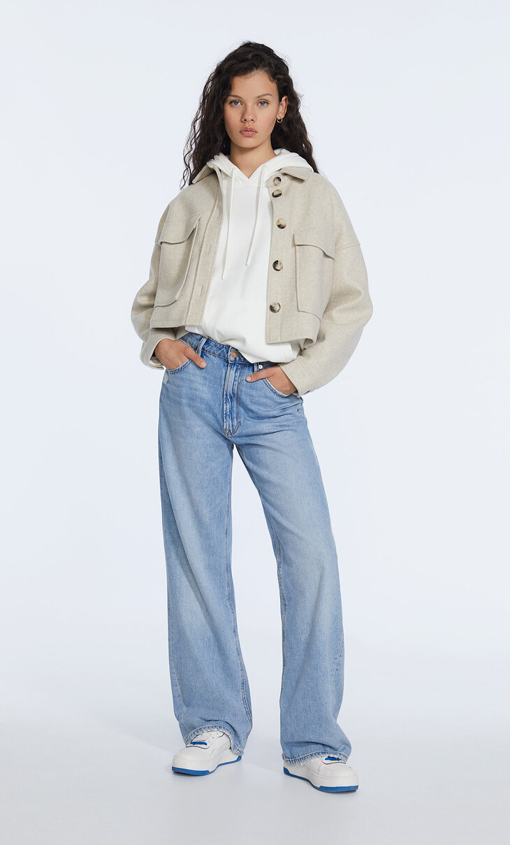 Cropped tricot overshirt