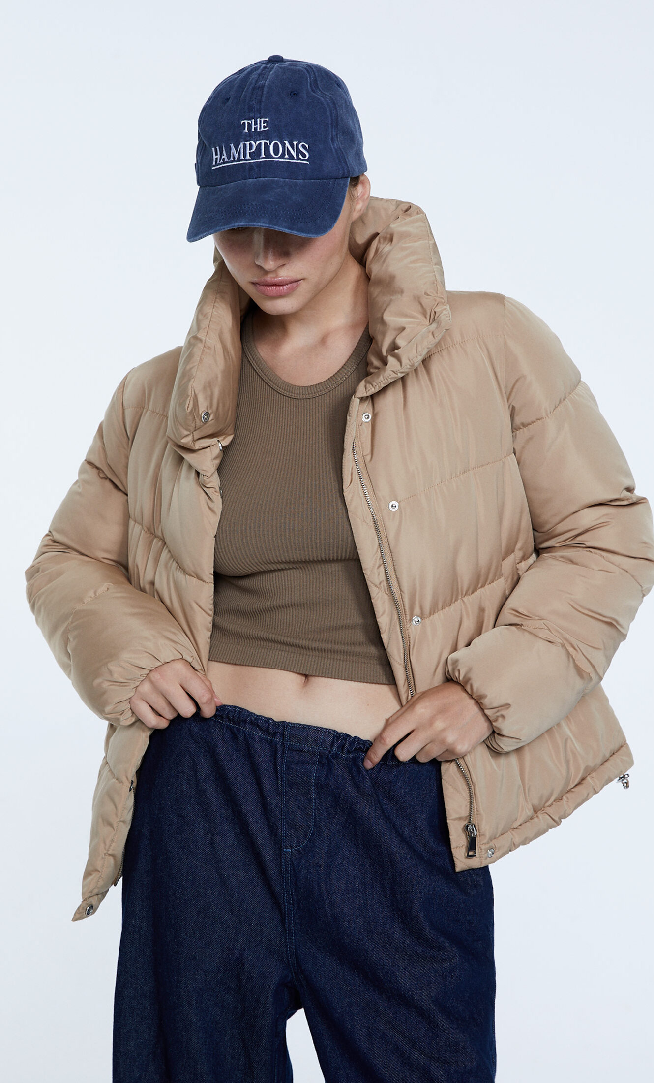 women's high collar puffer jacket