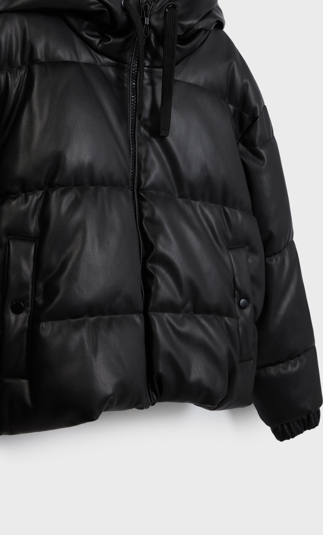 stradivarius leather puffer