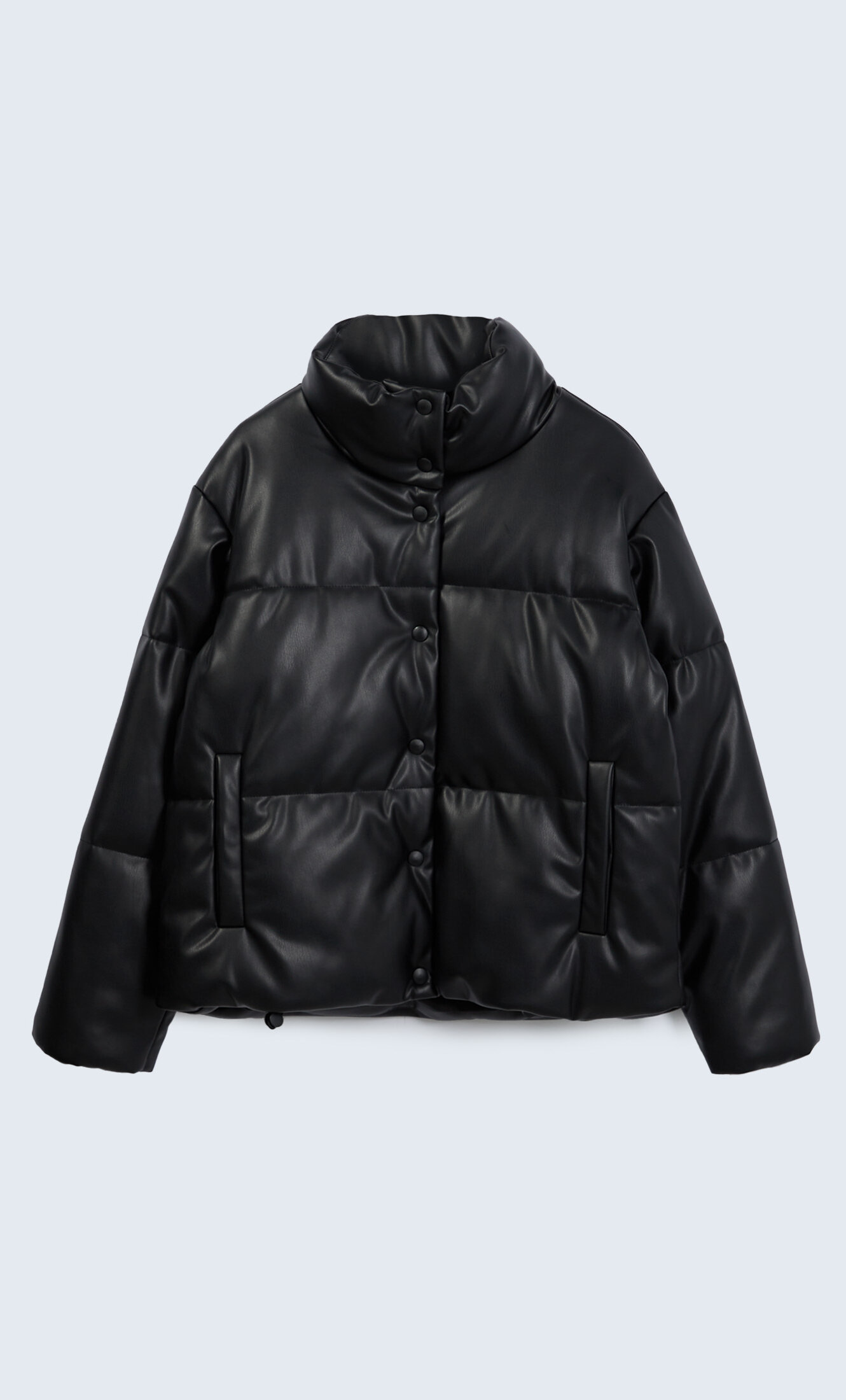 stradivarius leather puffer