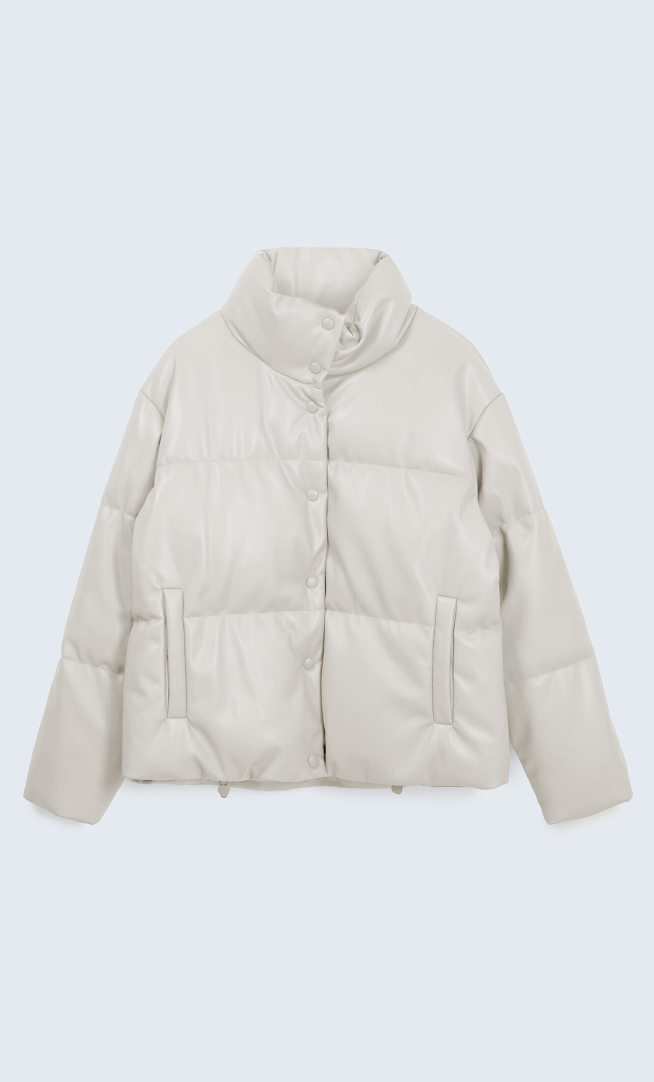 cream faux leather puffer jacket