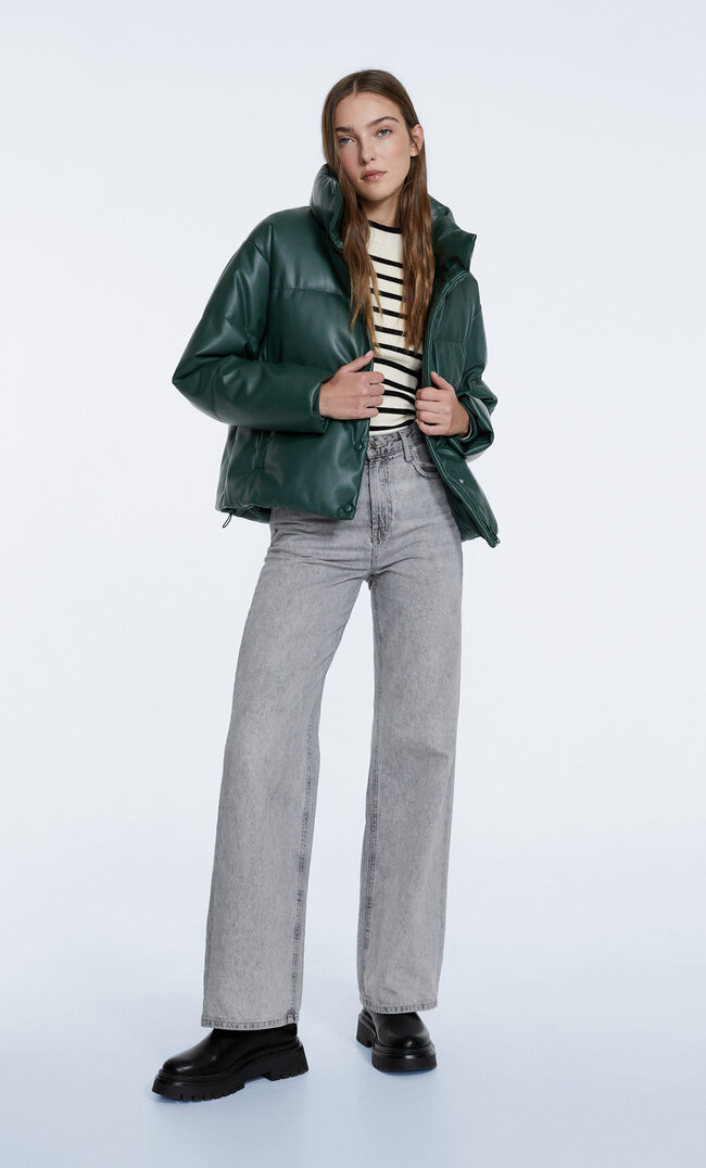 

Stradivarius Puffjacke Aus Kunstleder Khaki Xs