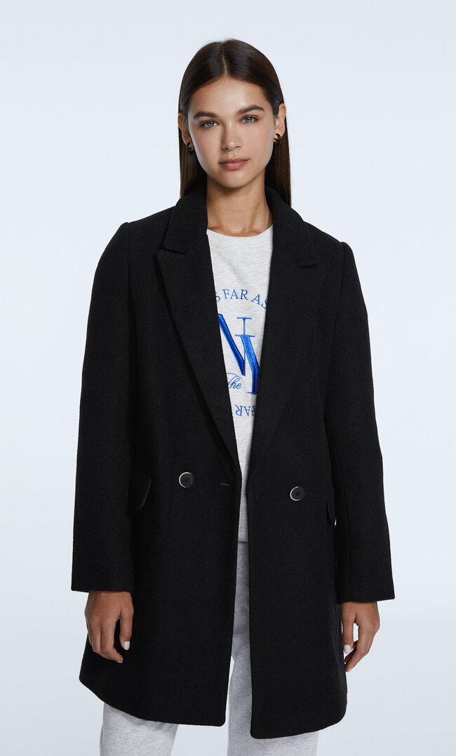 

Stradivarius Basic-Stoffmantel Schwarz Xs