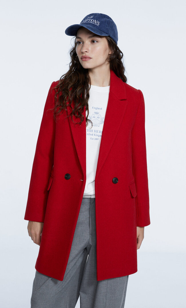 

Stradivarius Basic-Stoffmantel Rot Xl