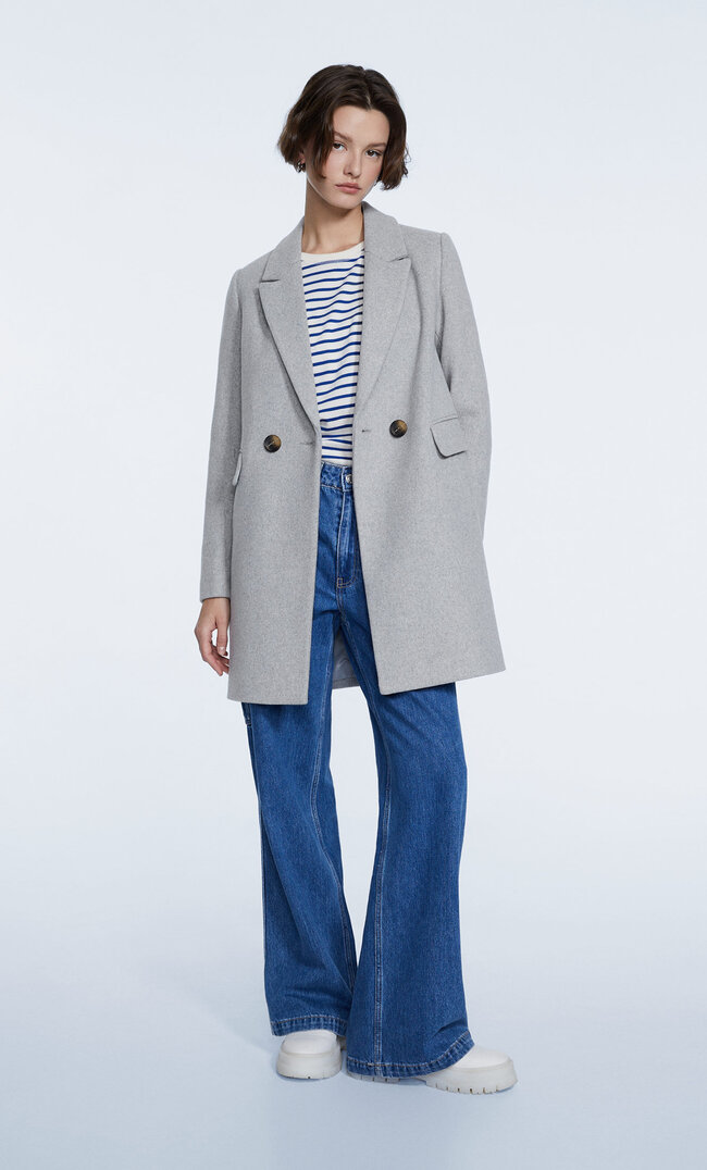 

Stradivarius Stoffmantel Grau Melange M