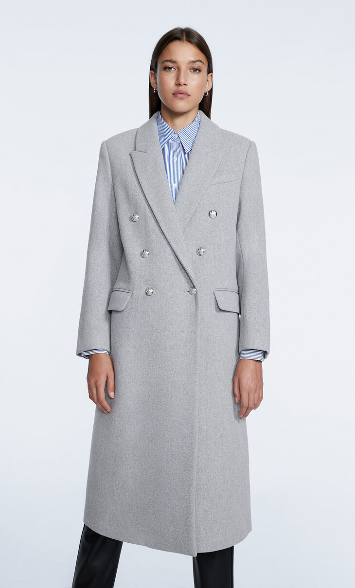 Wool coat with golden buttons