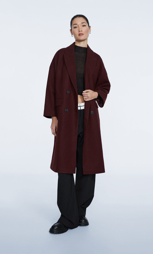 

Stradivarius Langer Oversize-Mantel Mit Weicher Haptik Braun L