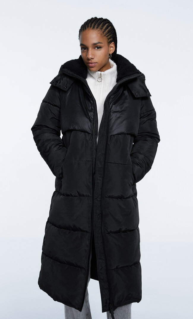 

Stradivarius Steppmantel Aus Zwei Materialien Schwarz S