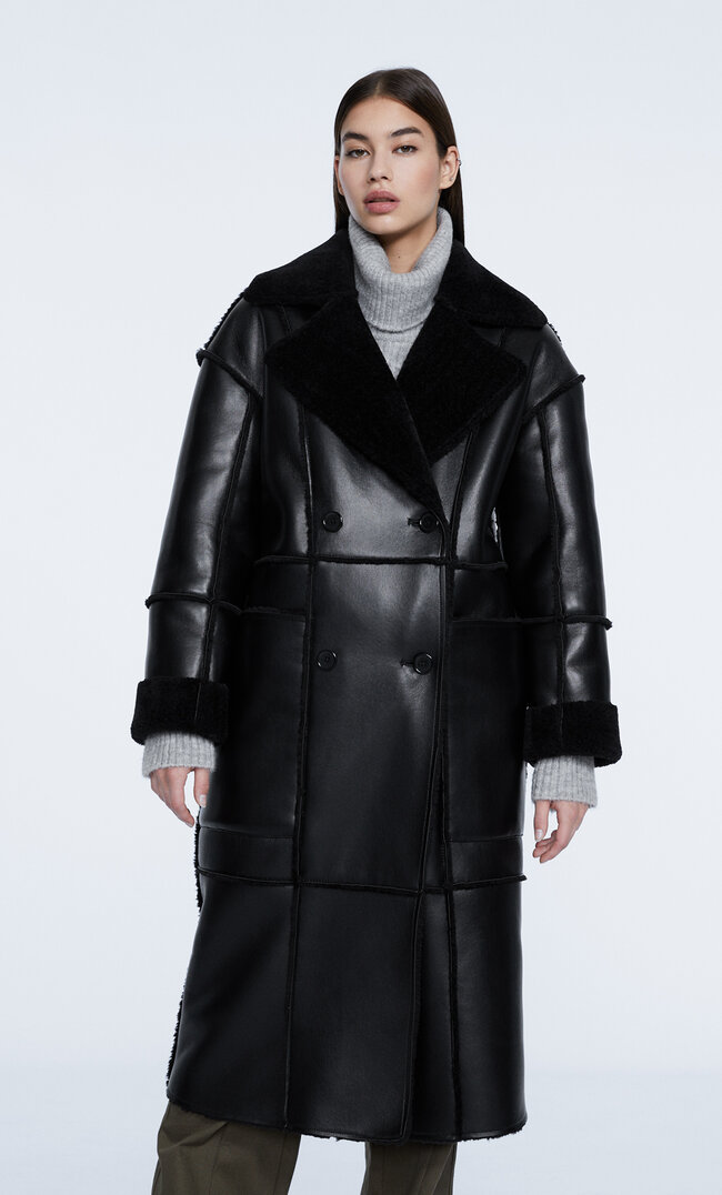 

Stradivarius Langer Doubleface-Mantel Schwarz L