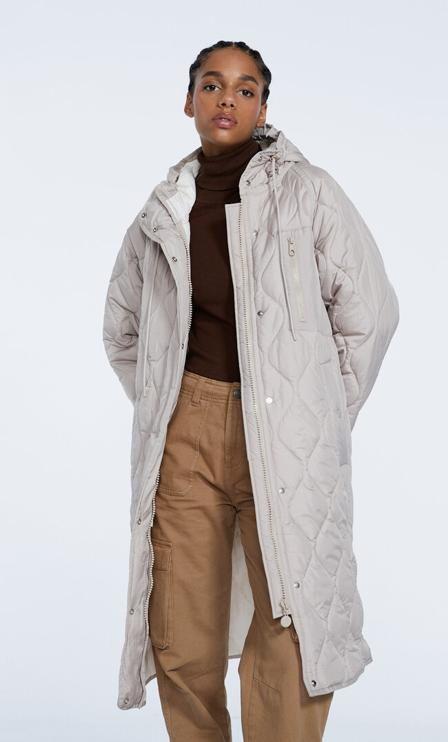 Stradivarius Pikowana Parka Szary L