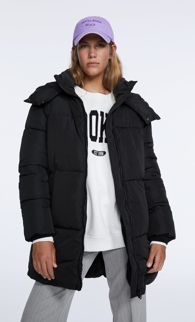 

Stradivarius Manteau Matelassé À Capuche Sorona Noir L