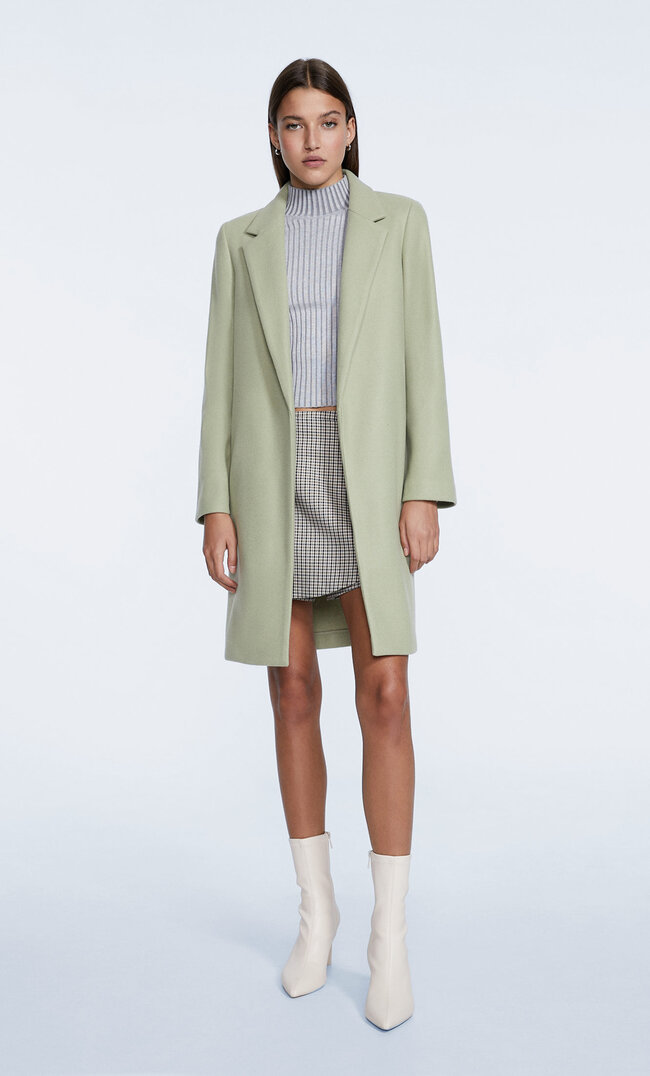 Stradivarius Aufgerauter Strickmantel Khaki Xl