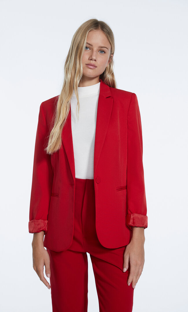 

Stradivarius Schlichter Blazer Dunkelrot L