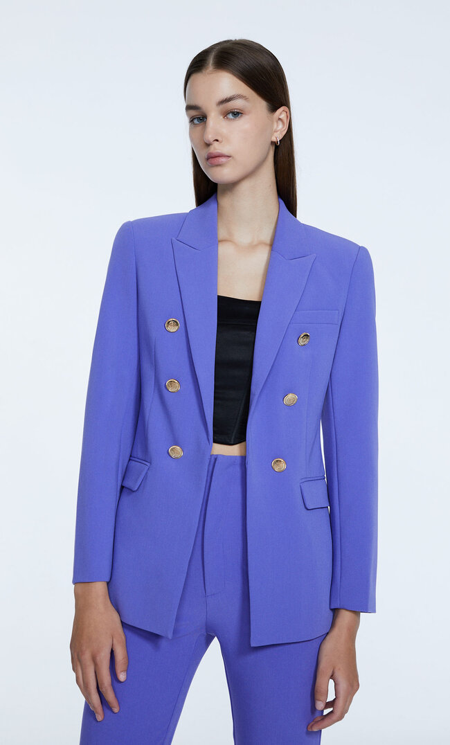 

Stradivarius Blazer Boutons Métalliques Pourpre S