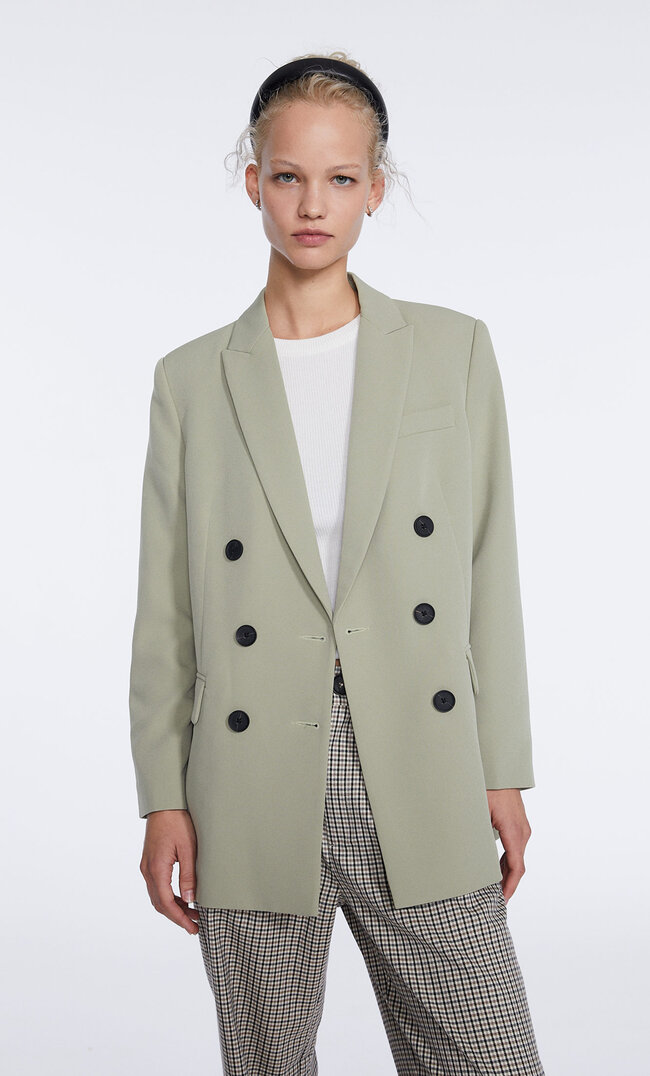 

Stradivarius Langer Blazer Mit 6 Knöpfen Khaki M