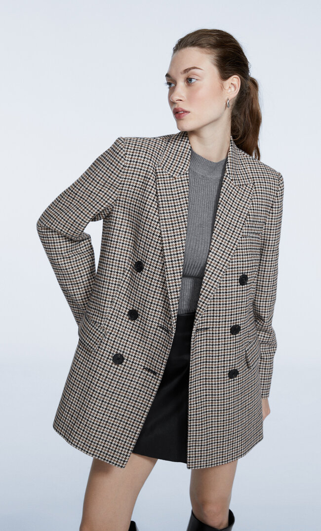 

Stradivarius Straight-Fit Blazer Aus Stoff Beige M