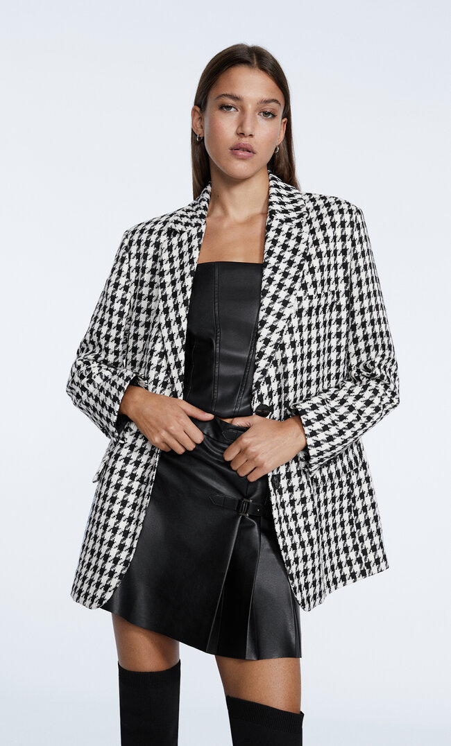 

Stradivarius Marynarka Oversize Z Fakturą Czarny S