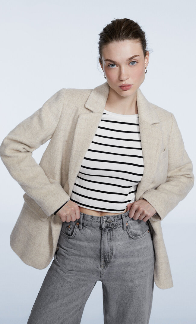 

Stradivarius Aufgerauter Blazer Aus Stoff Steingrau Xs
