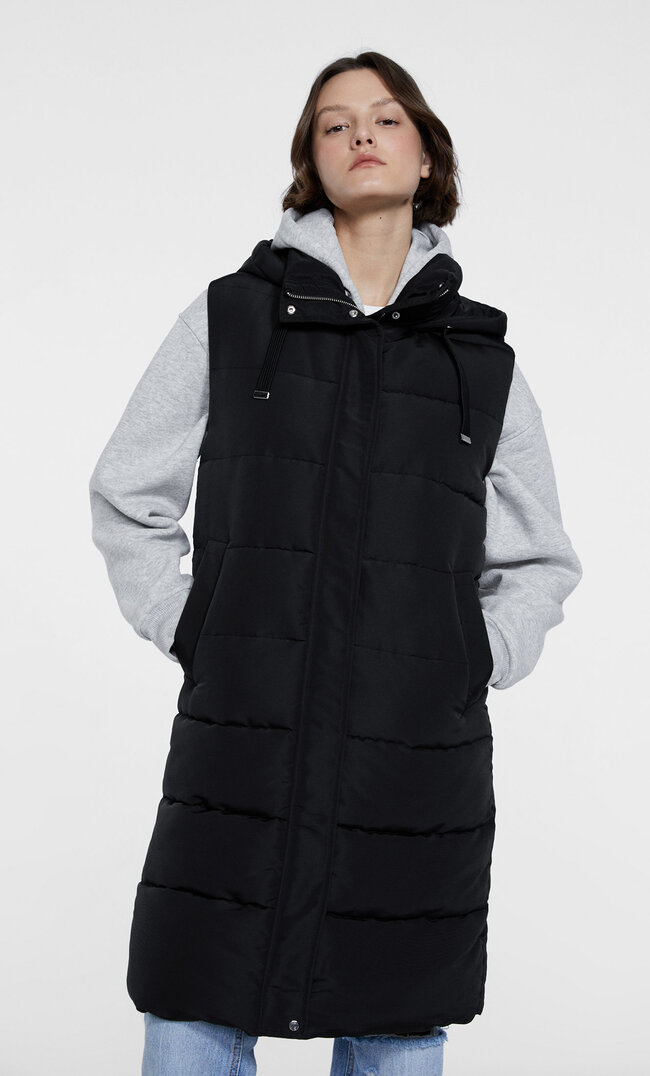 

Stradivarius Gilet Matelassé Long Noir Xl