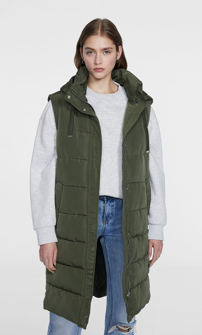 

Stradivarius Długa Pikowana Kamizelka Khaki S