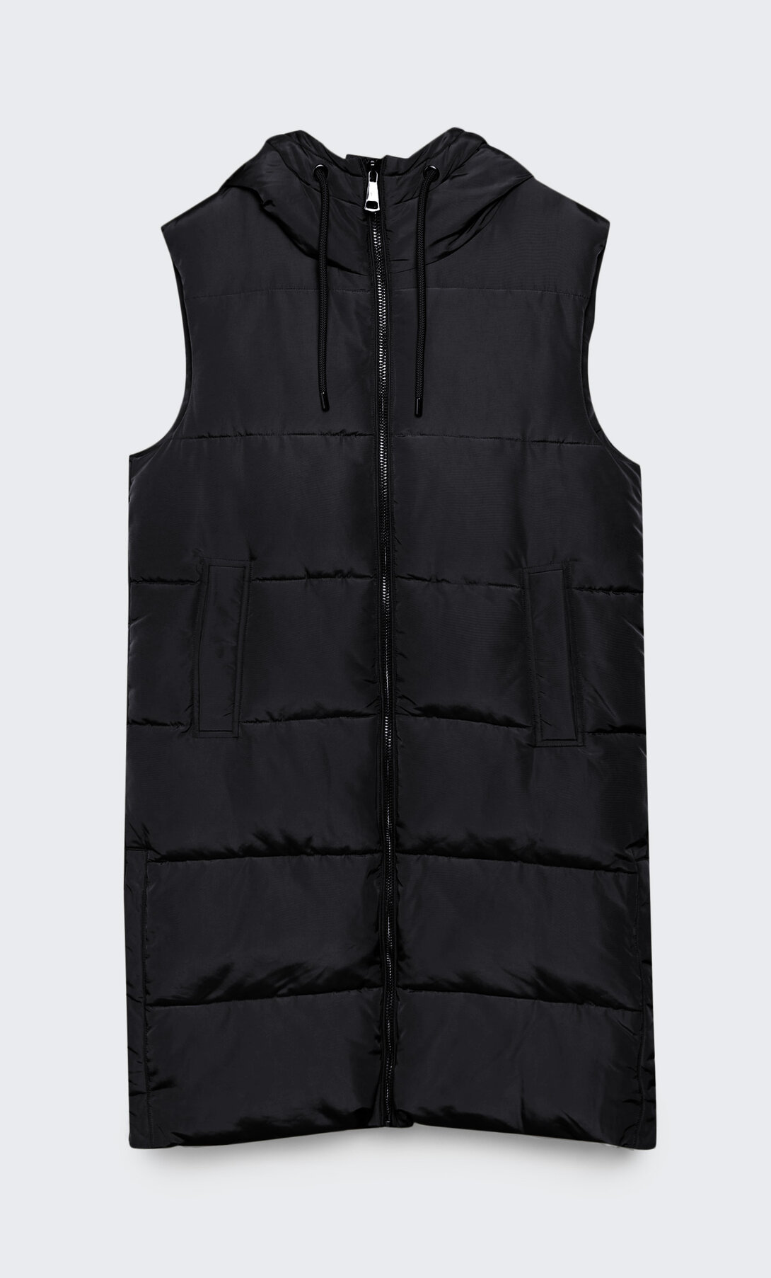 long black puffer gilet