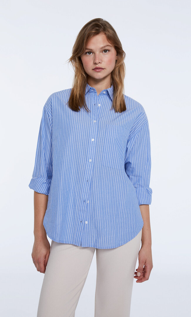 

Stradivarius Chemise Daily En Popeline Bleu Xl