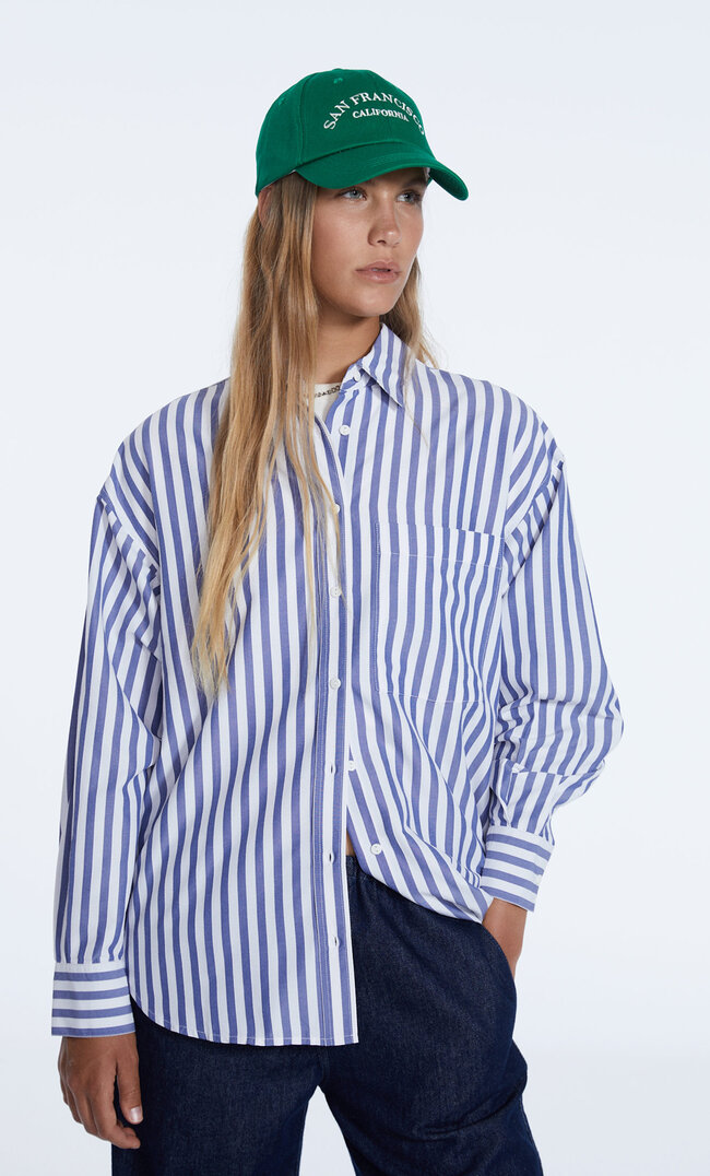 Stradivarius Daily-Popelinhemd Dunkelblau Xs