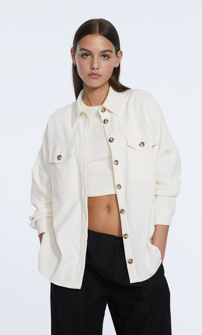 

Stradivarius Cargo-Hemdjacke Aus Cord Transparent M