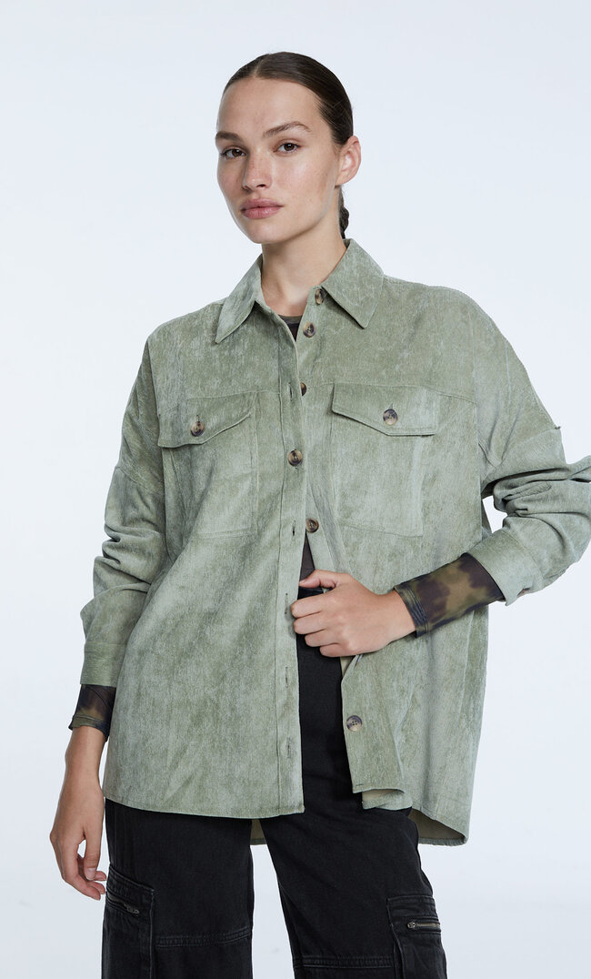 

Stradivarius Cargo-Hemdjacke Aus Cord Khaki L