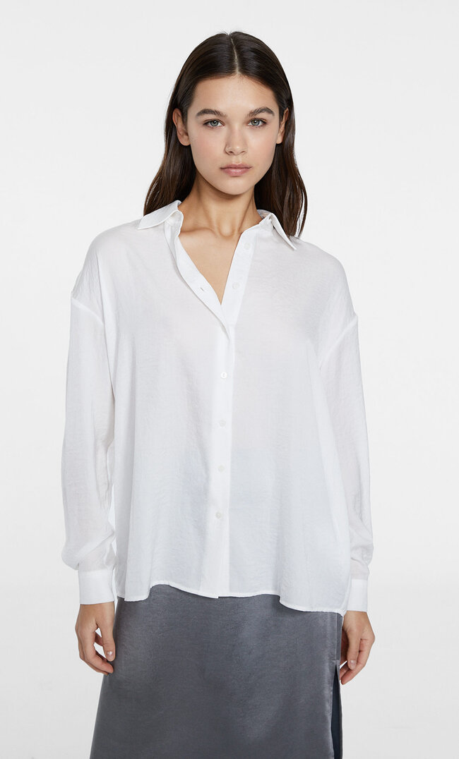 

Stradivarius Chemise En Satin Blanc L